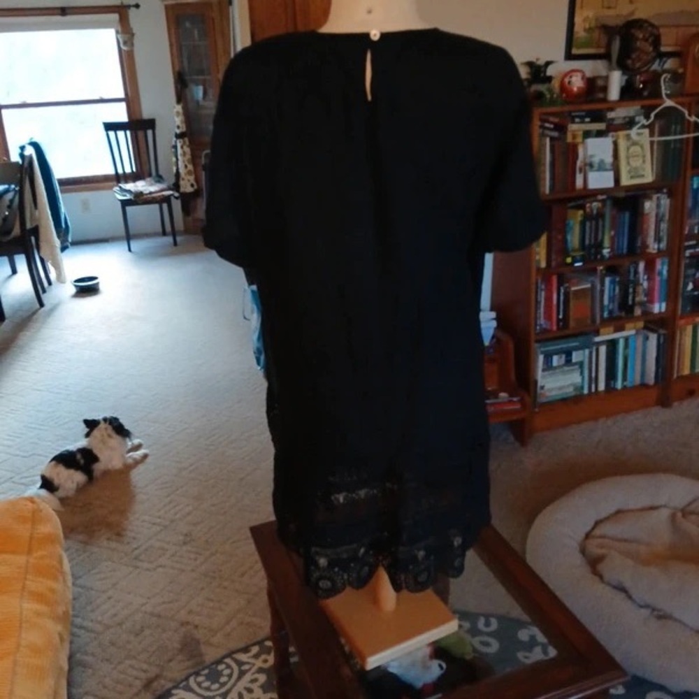 Sea New York Black Midi Dress with Eyelet Lace Hem - Picture 3 of 5